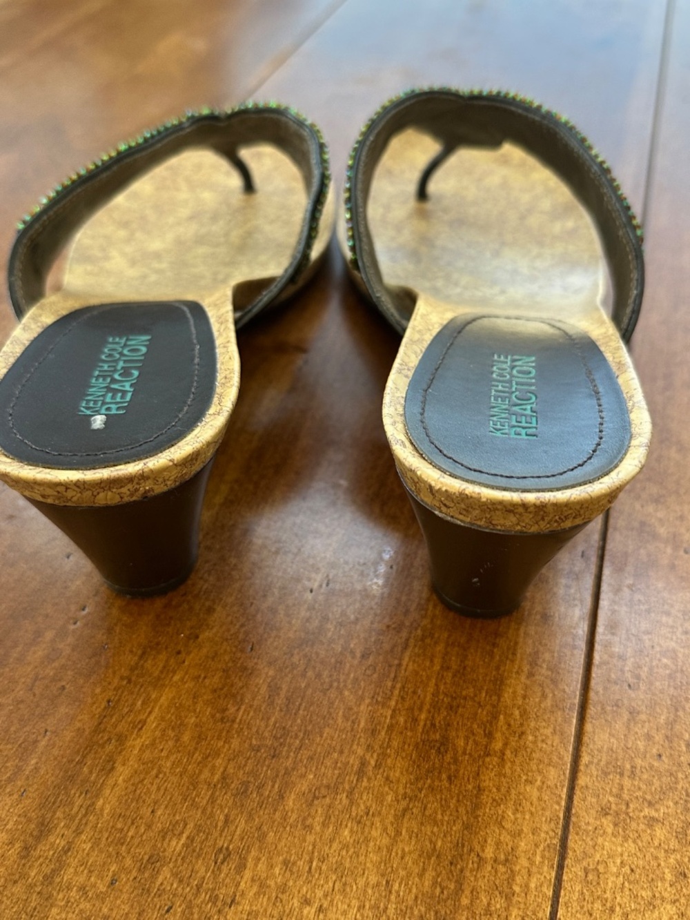 KENNETH COLE REACTION Thong Sandals Turquoise & Brown Woman's 9.5 - Picture 5 of 8